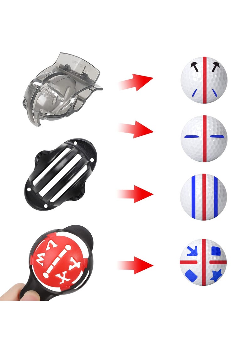 SYOSI Golf Ball Marker, 6 Letter Stencils Kit, 3 Ball Markers Stencils, 3 Color Line Markers Pens, Triple Track Plastic Golf Ball Marking Alignment Tool Kit - Image 3