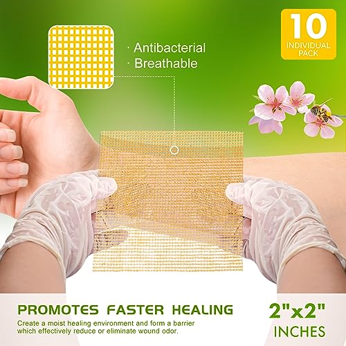 OPTITEKNIK Manuka Honey Gauze Dressing 2"x2" Pack of 10, Manuka Honey Wound Care Bandage for Cuts, Scalds and Burns, Wound Dressing Products - Image 4
