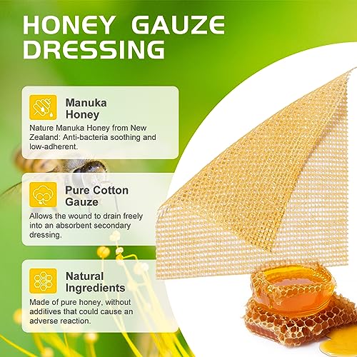 OPTITEKNIK Manuka Honey Gauze Dressing 2"x2" Pack of 10, Manuka Honey Wound Care Bandage for Cuts, Scalds and Burns, Wound Dressing Products - Image 2