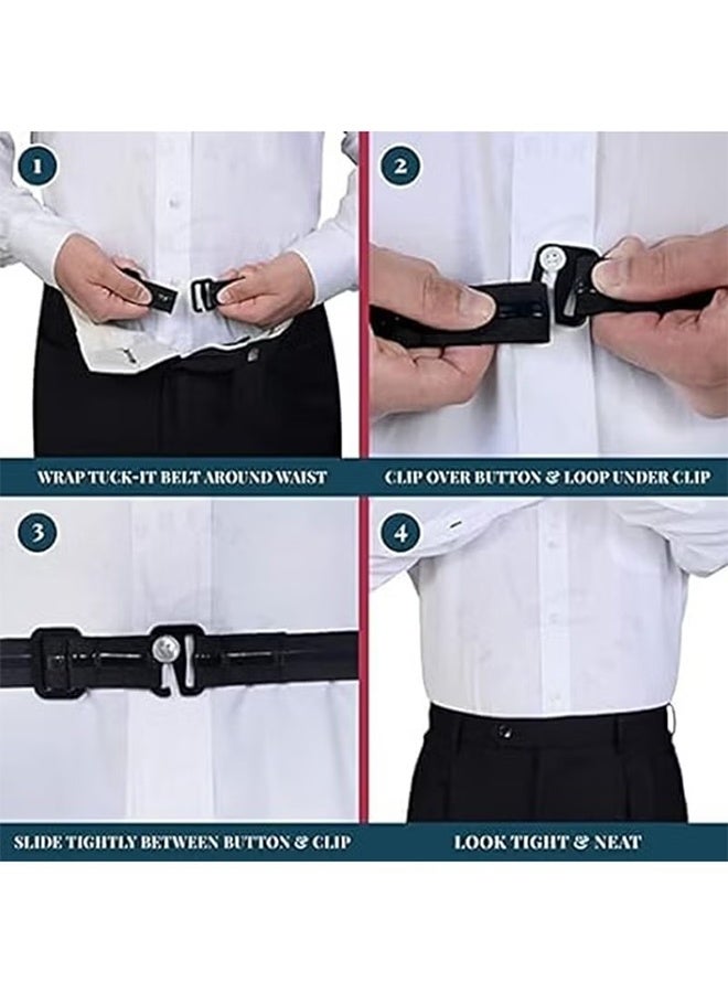 YJ 1 men's shirt fixing strap, shirt locking strap, suitable for men's adjustable elastic shirt fasteners to keep the shirt in place, suitable for men's shirt suspenders, unisex, length 110CM - Image 3