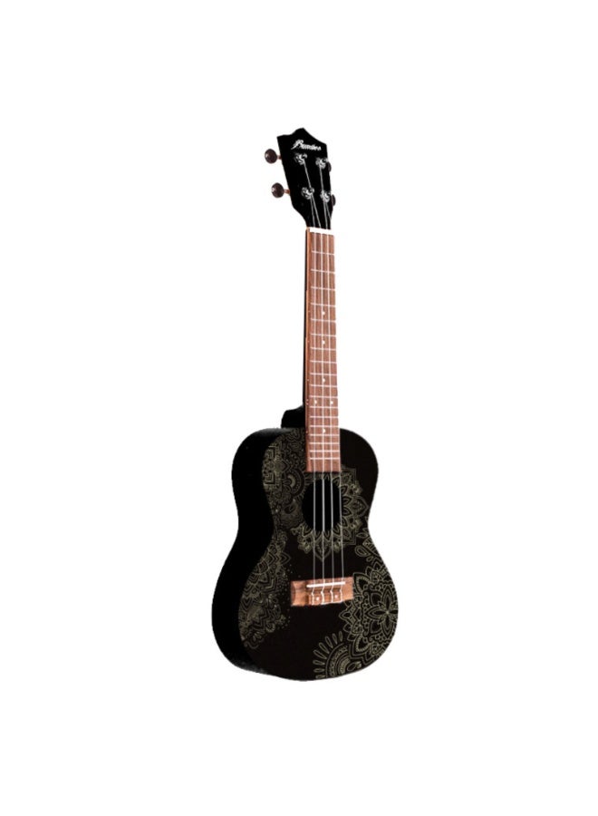 Bamboo U-23 Soul Mandala Concert Ukulele – 23-Inch Black Edition with Artistic Mandala Design and Gig Bag - Image 3