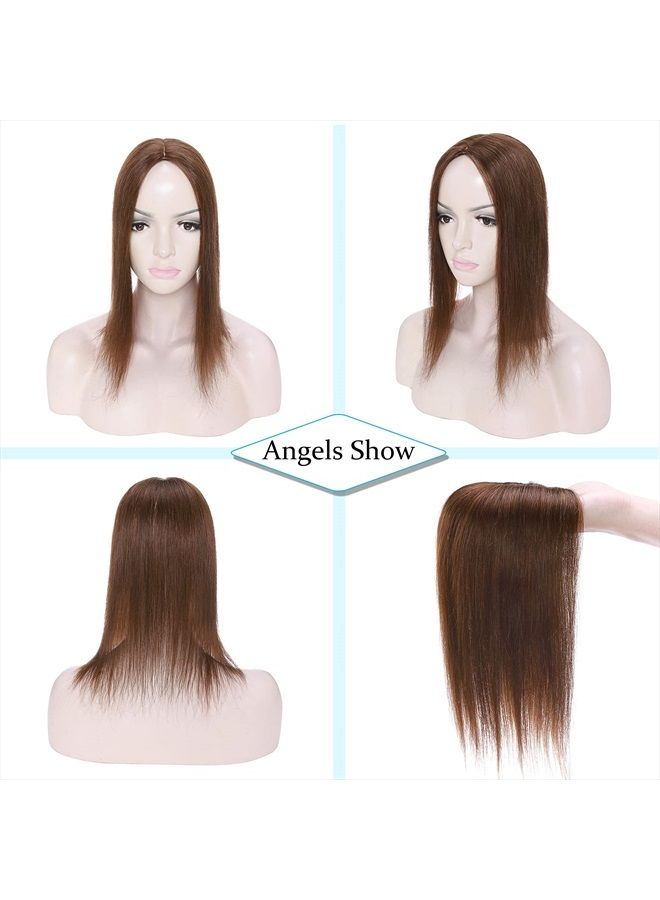 SEGO Hair Toppers for Women Real Human Hair No Bangs 130% Density 10 * 12CM Silk Base 100% Remy Human Hair Clip in Top Wiglet Hair Pieces for Thinning Hair-10 Inch Medium Brown - Image 5