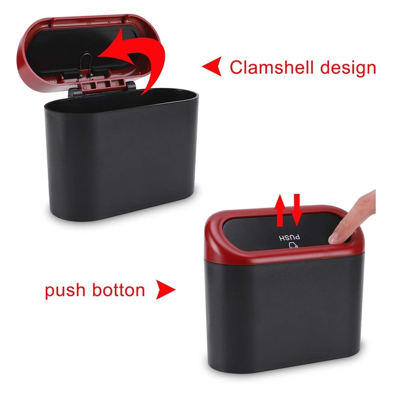 accmor Car Trash Can with Lid, 2 Packs Mini Vehicle Trash Bin Car Dustbin Garbage Organizer Holder with 2 Roll Trash Bag, Portable Hanging Leakproof Cars Storage Bag Container for Auto, SUV (Red) - Image 3