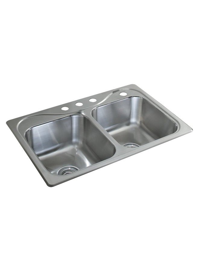 STERLING 11850-4-NA Southhaven 33-inch by 22-inch Top-mount Double Equal Bowl Kitchen Sink, Stainless Steel - Image 1