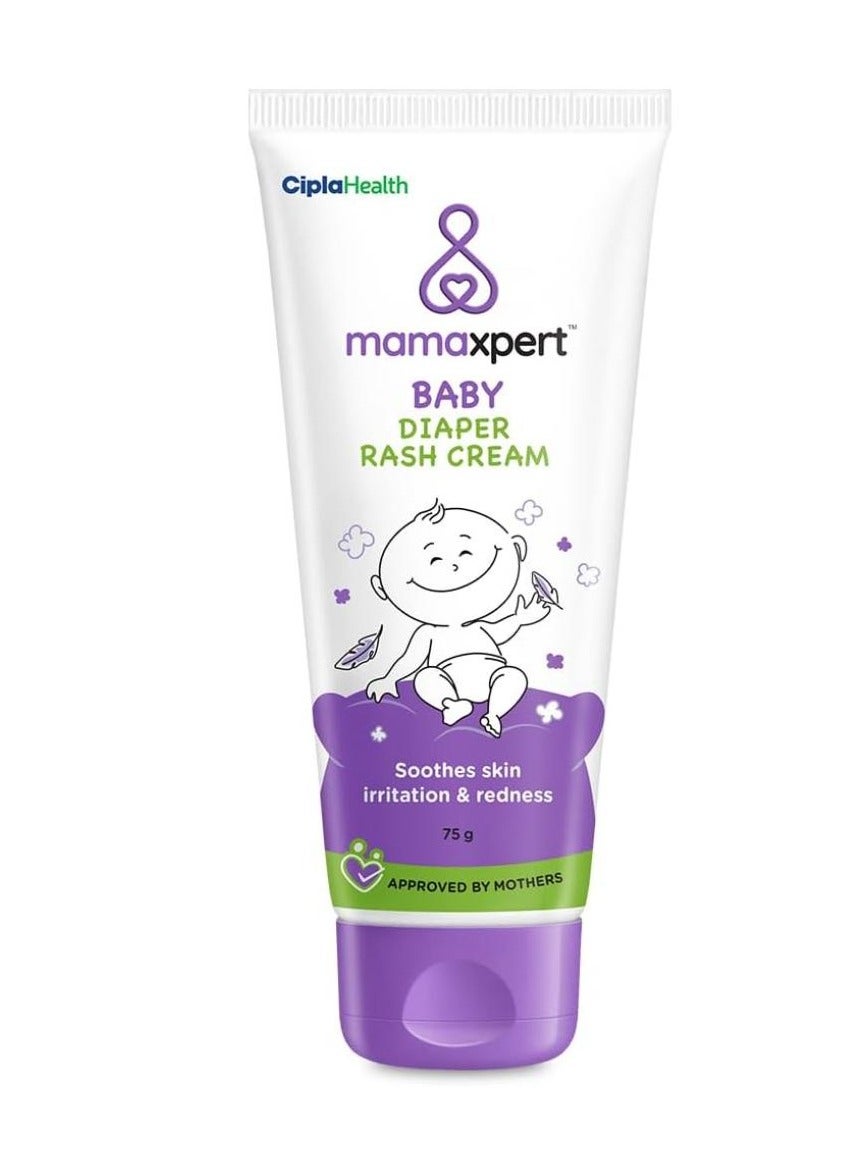 Cipla Mamaxpert Baby Diaper Rash Cream (75g) | Fast Relief from Diaper Rash | Soothing, Protective, and Safe for Sensitive Skin | Excellent Formula Approved by Mothers