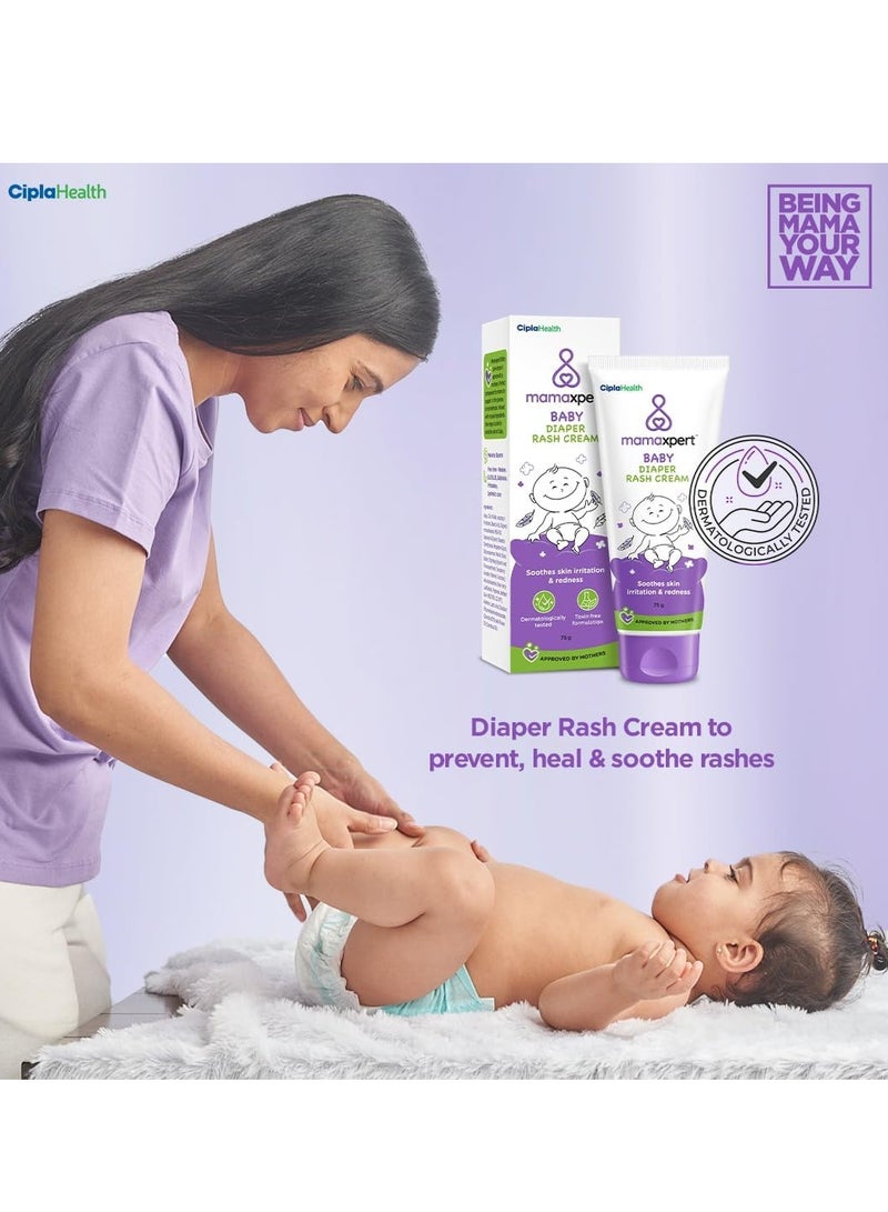 Cipla Mamaxpert Baby Diaper Rash Cream (75g) | Fast Relief from Diaper Rash | Soothing, Protective, and Safe for Sensitive Skin | Excellent Formula Approved by Mothers - Image 2