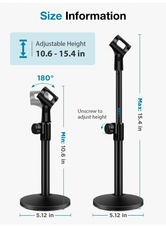 InnoGear Desktop Microphone Stand, Upgraded Adjustable Table Mic Stand with Mic Clip and 5/8" Male to 3/8" Female Screw for Blue Yeti Snowball Spark & Other Microphone - Image 1