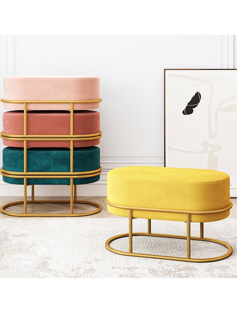 Arabest - Modern Oval Footstool Ottoman, Coffee Table Dresser Chair, Upholstered Chair with Gold Metal Legs - Image 1