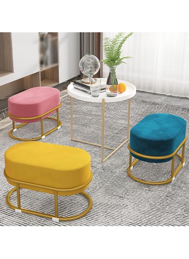 Arabest - Modern Oval Footstool Ottoman, Coffee Table Dresser Chair, Upholstered Chair with Gold Metal Legs - Image 1