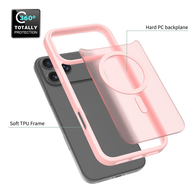 iPhone17Pro MagSafe Case Magnetic Back Cover,【Full Shockproof Protection】Translucent Matte Back - Image 3