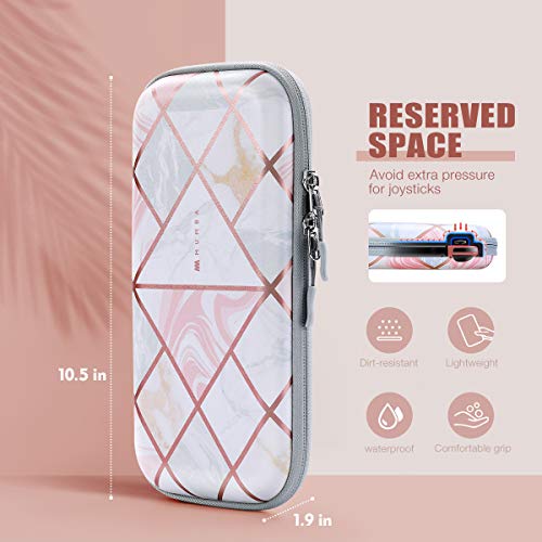 Mumba Carrying Case for for Nintendo Switch OLED & Nintendo Switch, Deluxe Ulta Slim Hard Shell Travel - holds 10 Game Cartridges -Pink Marble - Image 2
