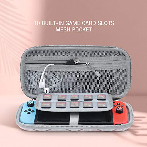 Mumba Carrying Case for for Nintendo Switch OLED & Nintendo Switch, Deluxe Ulta Slim Hard Shell Travel - holds 10 Game Cartridges -Pink Marble - Image 5