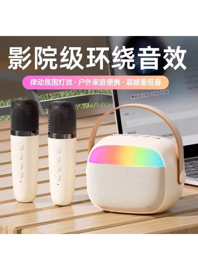 نيوترل مكبر صوت بلوتوث لاسلكي K30 مع إضاءة ملونة جذابة، ميكروفون مزدوج لغناء الكاريوكي، ميكروفون صوتي متكامل، محمول ومناسب للاستخدام في الهواء الطلق - Image 3