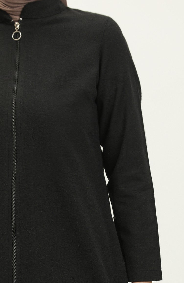 Sefa Merve Zippered Coat 6109-03 Black - Image 4