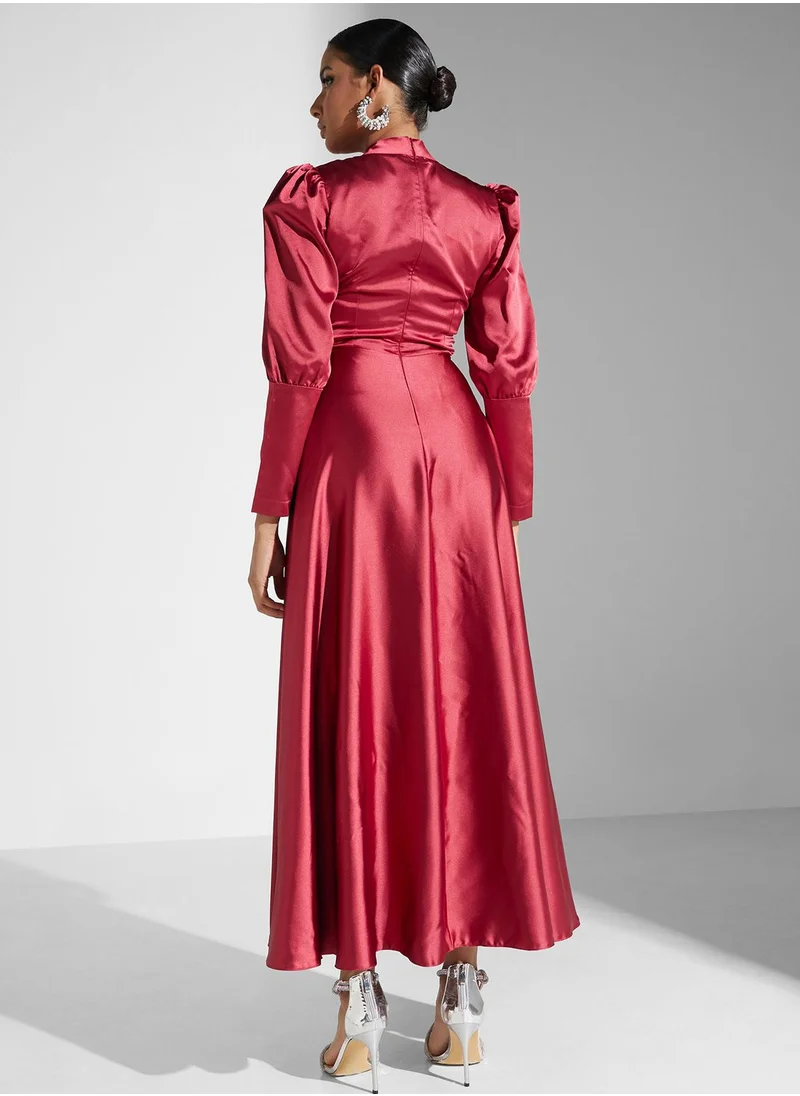 Khizana Puff Sleeve Embellished Dress