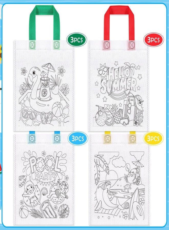 هواف مجموعة HOWAF المكونة من 12 قطعة من أكياس الحلوى الملونة لحفلات المسبح الصيفية، أكياس هدايا تلوين لحفلات المسبح مع أقلام تلوين للأطفال، أكياس هدايا تلوين لحفلات الشاطئ، أكياس قماشية قابلة لإعادة الاستخدام لحفلات أعياد الميلاد في المسبح. - Image 3