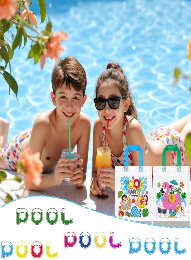 هواف مجموعة HOWAF المكونة من 12 قطعة من أكياس الحلوى الملونة لحفلات المسبح الصيفية، أكياس هدايا تلوين لحفلات المسبح مع أقلام تلوين للأطفال، أكياس هدايا تلوين لحفلات الشاطئ، أكياس قماشية قابلة لإعادة الاستخدام لحفلات أعياد الميلاد في المسبح. - Image 5