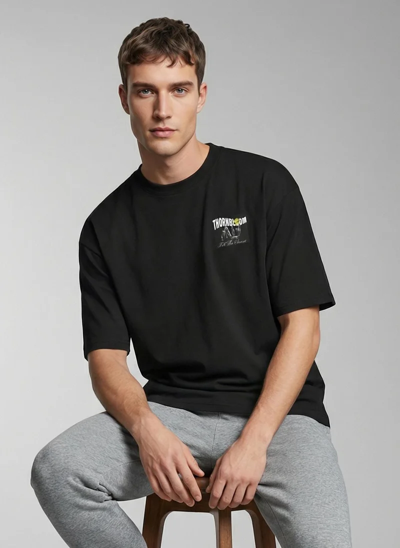 NOBERO Black NOBERO Men's Premium Oversized Printed T-Shirt for Men | Best Price UAE