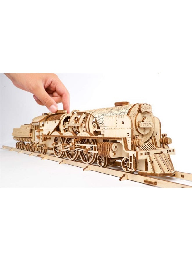 UGEARS 3D Puzzles for Adults - V-Express Steam Train with Tender Idea- 3D Wooden Puzzle Model Kits for Adults and Teens Building Kit Wooden Model Kits - Image 2