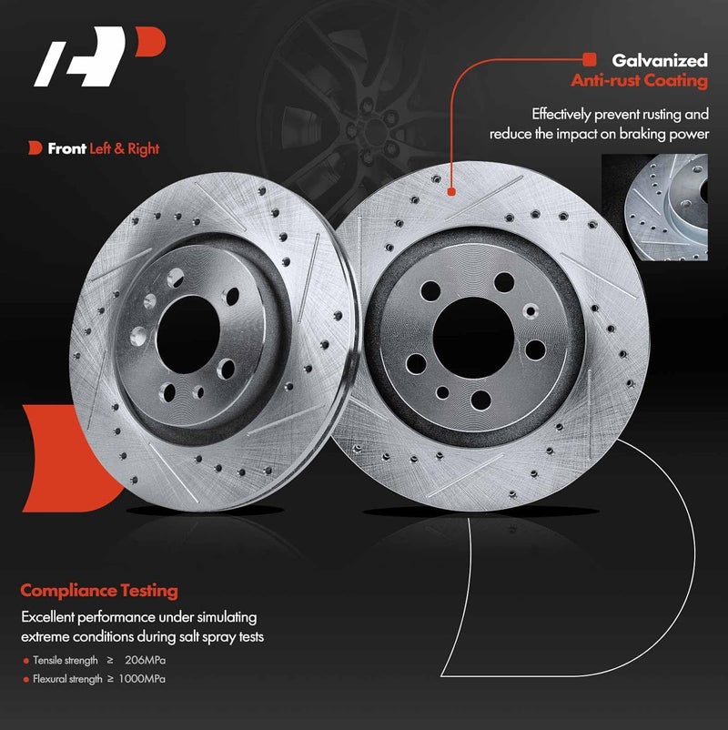 A-Premium Front Drilled and Slotted Brake Rotors - Image 2