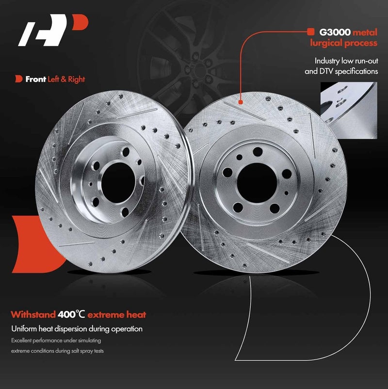 A-Premium Front Drilled and Slotted Brake Rotors - Image 3
