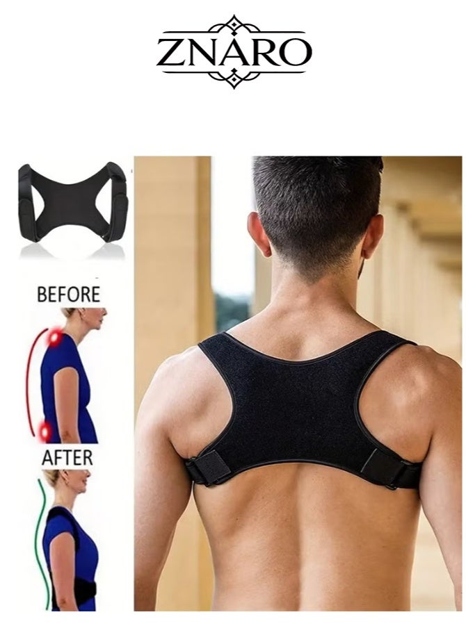 ZNARO Posture Corrector for Men, Breathable Adjustable Upper Back Brace for Clavicle to Support Neck Back Shoulder, Kyphosis Straightener Spine Support (Free Size) - Image 1