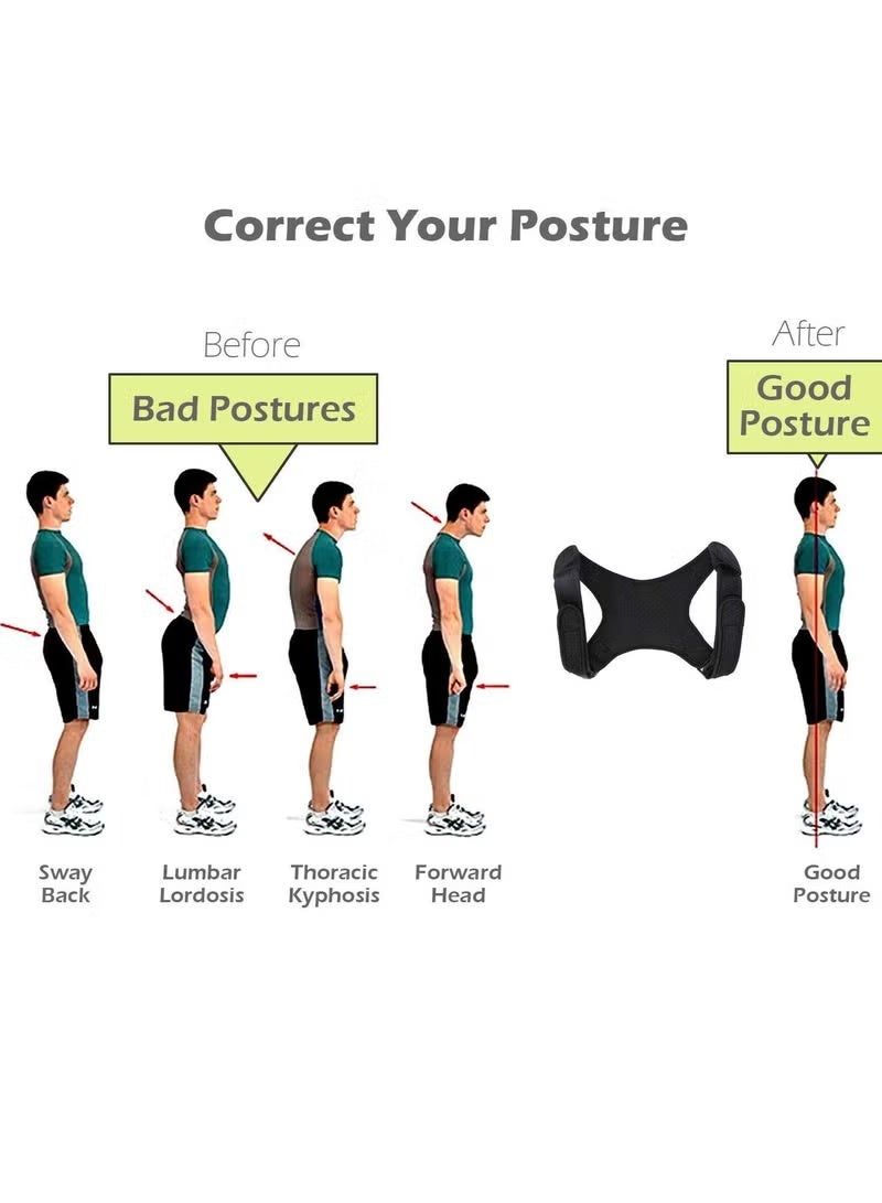 ZNARO Posture Corrector for Men, Breathable Adjustable Upper Back Brace for Clavicle to Support Neck Back Shoulder, Kyphosis Straightener Spine Support (Free Size) - Image 3
