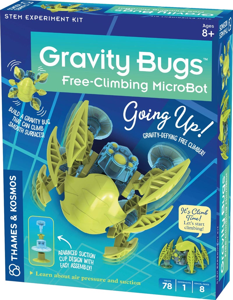 Thames & Kosmos Gravity Bugs Free-Climbing MicroBot | Build a Robotic Wall-Crawling Bug | Explore STEM Lessons in Air Pressure, Suction | Hands-on Physics & Engineering Construction Kit, Blue - Image 1