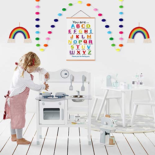 KAIRNE Colorful ABC Alphabet Art Print With Wood Magnetic Poster Hanger Frame , 28X45CM You Are Amazing Positive Affirmation Words Canvas Wall Art For Home School Classroom Room Decor - Image 3