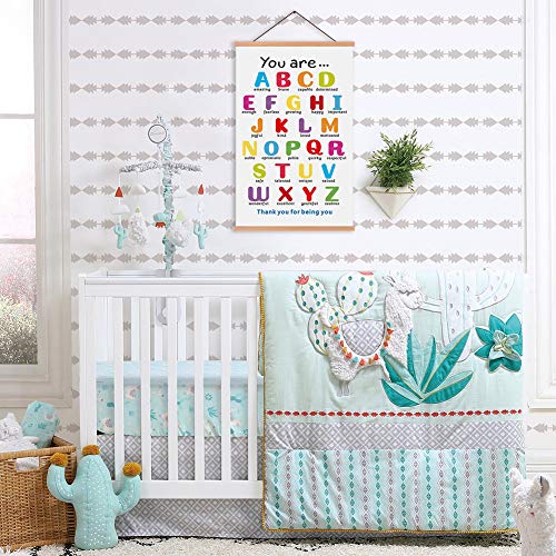 KAIRNE Colorful ABC Alphabet Art Print With Wood Magnetic Poster Hanger Frame , 28X45CM You Are Amazing Positive Affirmation Words Canvas Wall Art For Home School Classroom Room Decor - Image 2