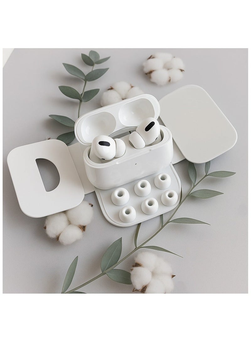 [3 Pairs] Premium Silicone Replacement Ear Tips for AirPods Pro & Pro 2 – Noise Reduction Hole – 6 Pieces (S/M/L) – Charging Case Compatible + Storage Box - Image 1