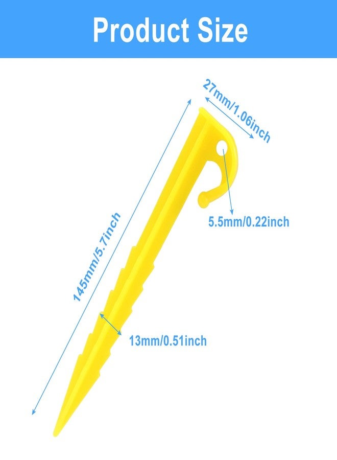 Moicstiy 12 Pack Plastic Tent Stakes, 5.7 Inch Yellow Serrated Edges Durable Garden Landscape Stakes Tent Spikes Hook for Camping, Gardening, Outdoor Beach - Image 2