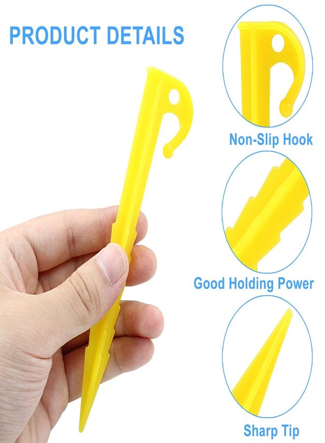 Moicstiy 12 Pack Plastic Tent Stakes, 5.7 Inch Yellow Serrated Edges Durable Garden Landscape Stakes Tent Spikes Hook for Camping, Gardening, Outdoor Beach - Image 3