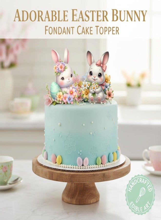acvcatto Large Easter Bunny Silicone Mold, Floral Fondant Molds, Decorative Rabbit Chocolate Baking Molds, for Crafting Cake Decorating Cupcake Topper Candy Gum Paste Set of 2 - Image 4