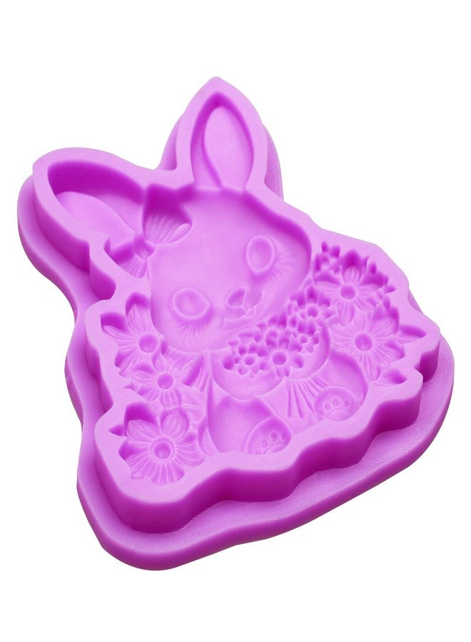acvcatto Large Easter Bunny Silicone Mold, Floral Fondant Molds, Decorative Rabbit Chocolate Baking Molds, for Crafting Cake Decorating Cupcake Topper Candy Gum Paste Set of 2 - Image 5