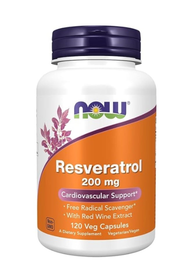 Now Foods Natural Resveratrol, 200 Mg, 120 Veggie Caps