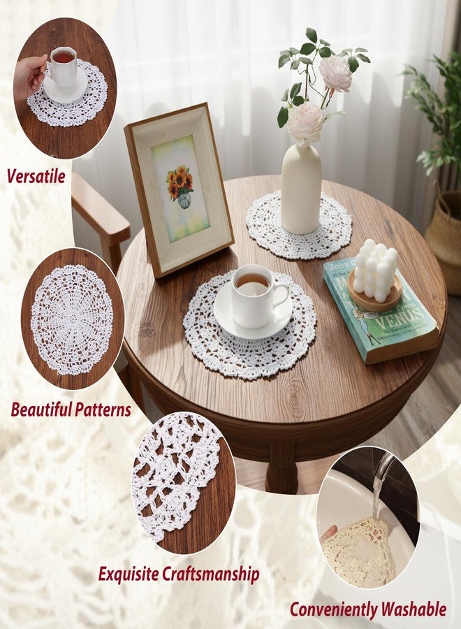 kilofly Crochet Cotton Lace Table Placemats Doilies Value Pack, 4pc, White, 10 inch - Image 4