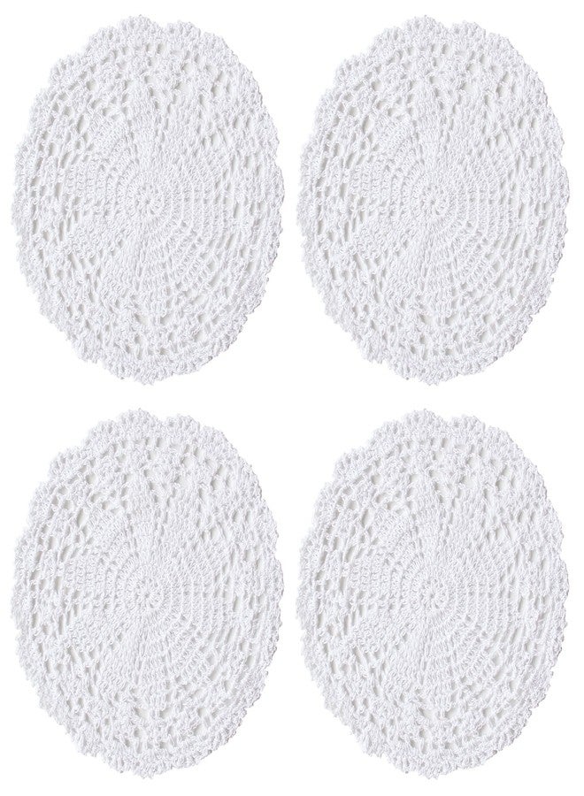 kilofly Crochet Cotton Lace Table Placemats Doilies Value Pack, 4pc, White, 10 inch - Image 1
