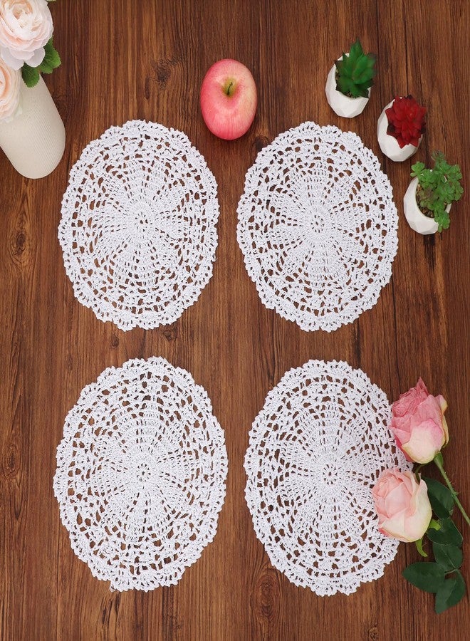 kilofly Crochet Cotton Lace Table Placemats Doilies Value Pack, 4pc, White, 10 inch - Image 2