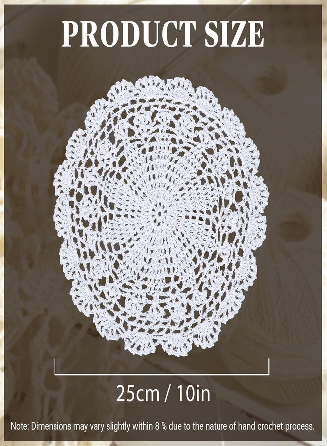 kilofly Crochet Cotton Lace Table Placemats Doilies Value Pack, 4pc, White, 10 inch - Image 3