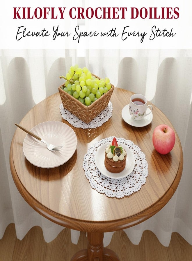kilofly Crochet Cotton Lace Table Placemats Doilies Value Pack, 4pc, White, 10 inch - Image 5