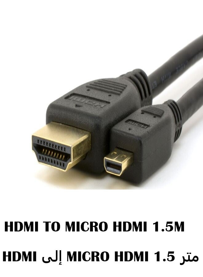 FUJISHKA Ultra HD Micro HDMI to HDMI Cable 1.5m FULL HD, Gold-Plated Heavy Duty Male to Male/Micro HDMI Cable with 20-Pin Connector, Compatible with Smart TVs, TV Gaming Consoles, Streaming Devices, Blu-ray/DVD Players, PS5/Xbox Series X, Streaming, Fast Data Transfer Speeds, Durable & Reliable HDTV Cables - Image 1