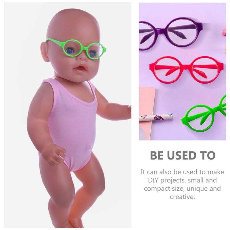 Toyvian Girl Toys 3 Pairs Doll Glasses Doll Eyeglasses Miniature Plastic Glasses Round Glasses Frame Mini Glasses for 18 Inches Dolls Toy - Image 5