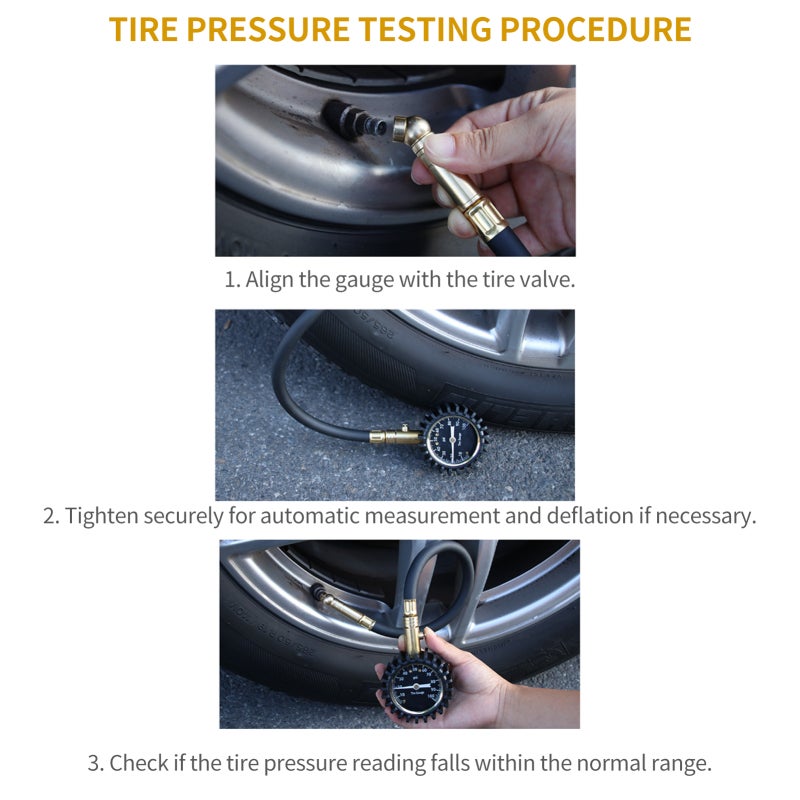 Tire Pressure Gauge 0-100 Psi: Accurate Measurements, 360-Degree Swivel Connector - Easy Pressure Adjustment, Compact Portable Design for Cars, Trucks, Motorcycles - Image 5