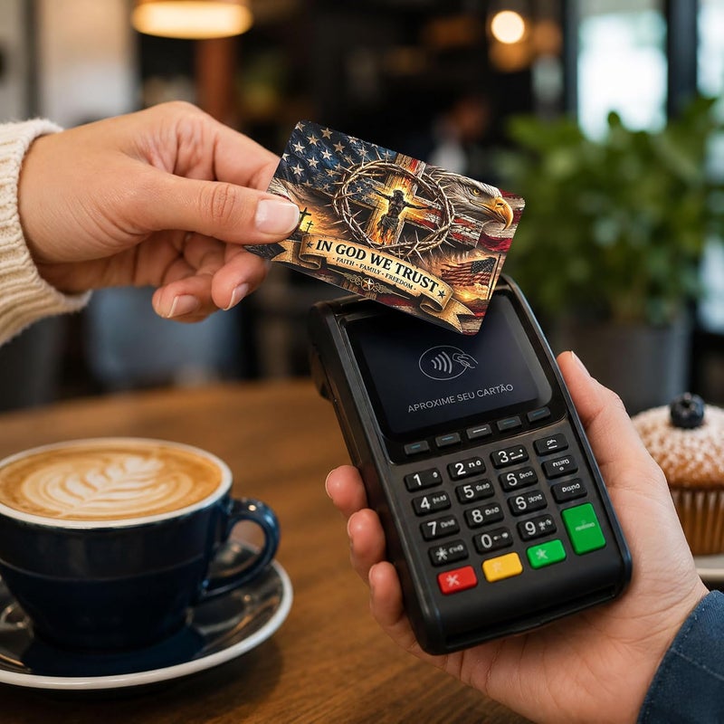 غلاف بطاقة الائتمان، في الله نثق، 4 قطع في 1 - غلاف بطاقة الخصم، بنك، EBT، مترو، بطاقة المفاتيح - قابل للإزالة، ملصق بطاقة الائتمان - Image 5