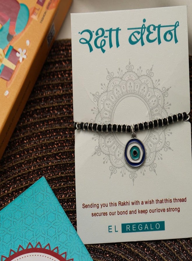 El Regalo Kids Rakhi for Baby Brother - Cute Charms Evil Eye Nazaria Rakhi with shagun, Rakhi Message Card in Rakhi Gift Box for Kids/Babies/Toddlers (Evil Eye) - Image 3