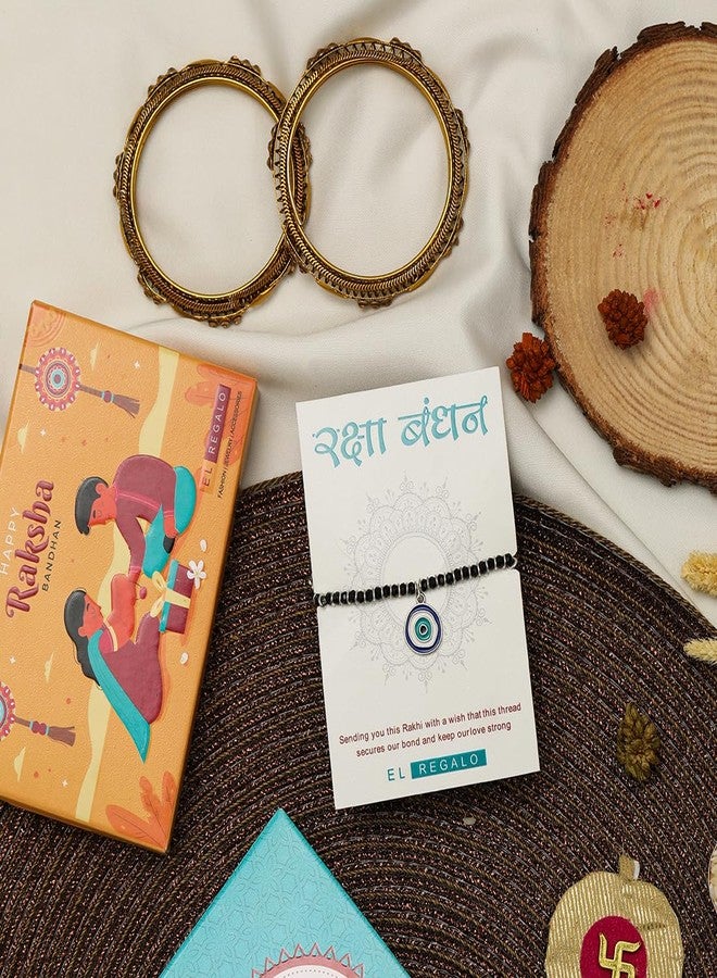 El Regalo Kids Rakhi for Baby Brother - Cute Charms Evil Eye Nazaria Rakhi with shagun, Rakhi Message Card in Rakhi Gift Box for Kids/Babies/Toddlers (Evil Eye) - Image 4