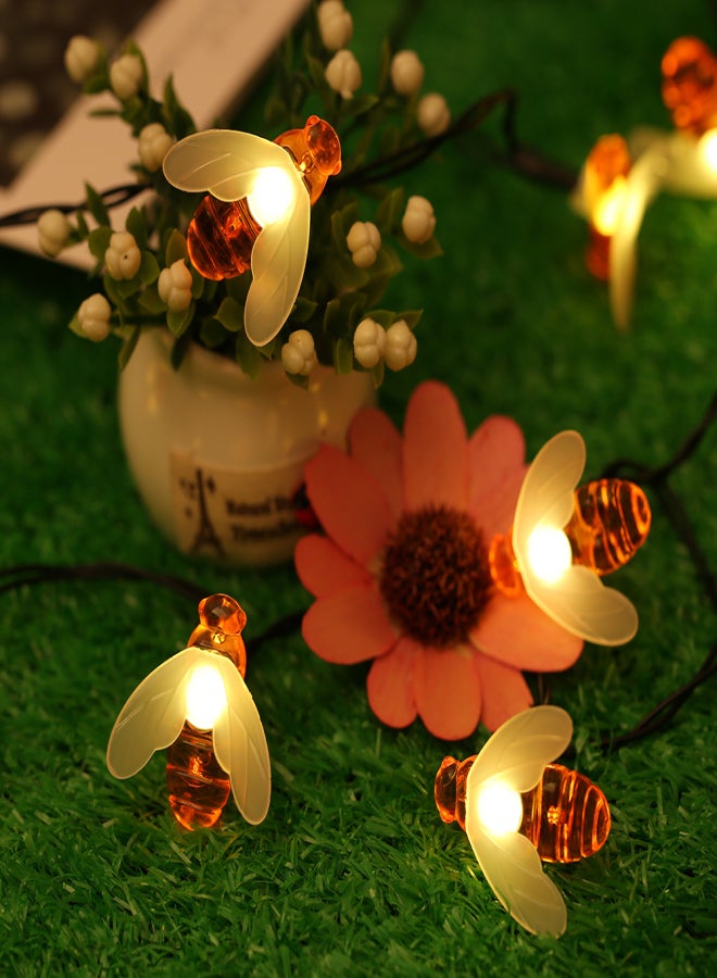 Solar Powered Garden String Light 7m/22.97ft 50 Beads Honey Bee Fairy String Lights IP65 Water-resistant Outdoor Hanging Lighting for Holiday Party Living Room Garden Patio - Image 2