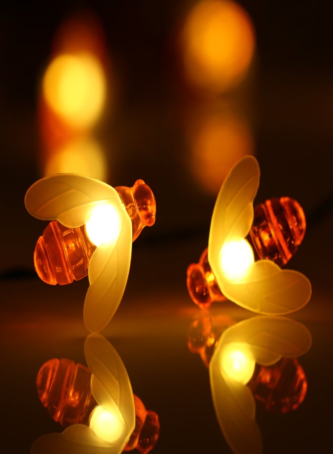 Solar Powered Garden String Light 7m/22.97ft 50 Beads Honey Bee Fairy String Lights IP65 Water-resistant Outdoor Hanging Lighting for Holiday Party Living Room Garden Patio - Image 3