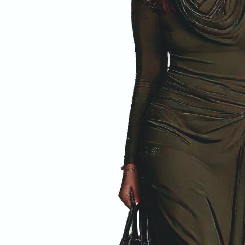 Elegant Turtleneck Ruched Bodycon Dress - Image 5